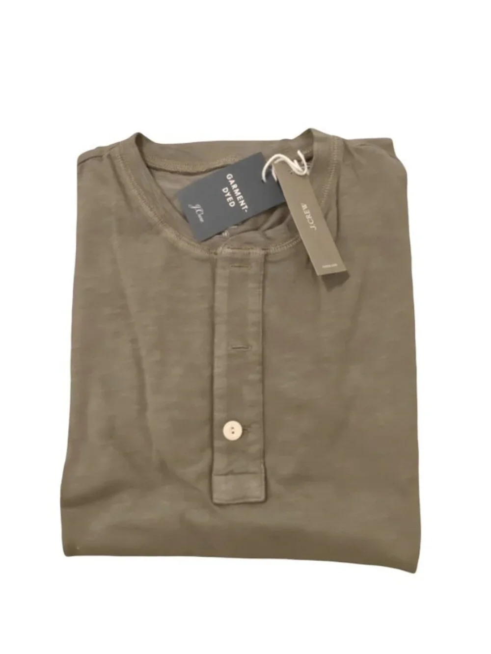 J. Crew Men's Garment Dyed Green Medium Short Sleeve Henley Shirt 100 Cotton New